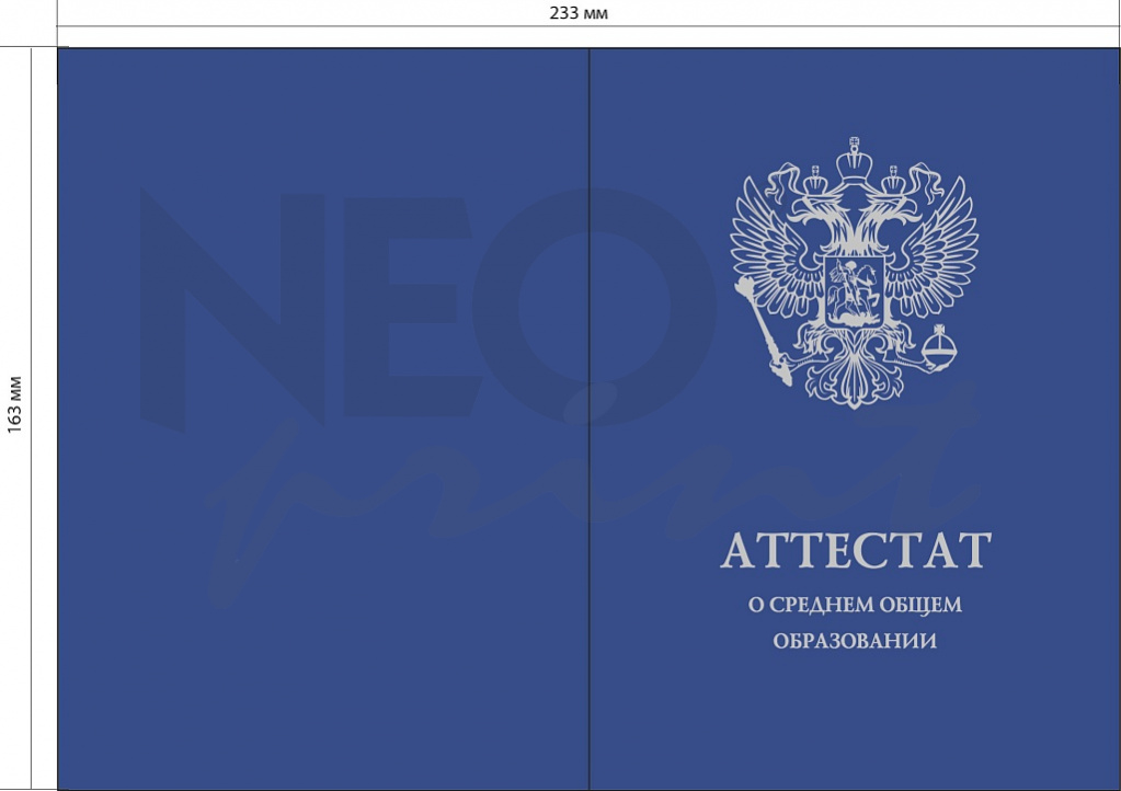 Бланк аттестата о среднем общем образовании с отличием (к медали "За особые успехи в учении II степени")